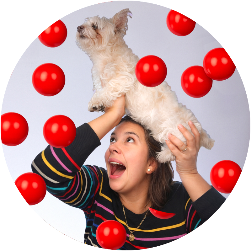 Tiffany Chapman, Marketing Director at Six Red Marbles, with her dog Jack